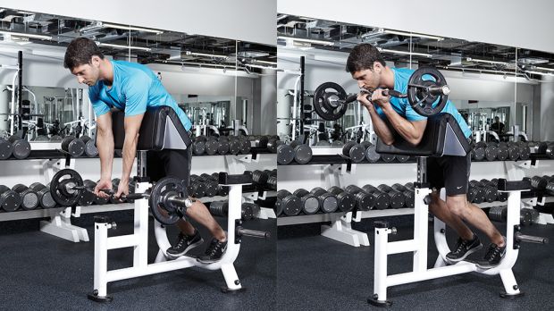 Паучьи сгибания рук со штангой