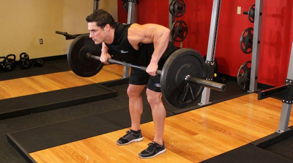 тяга штанги в наклоне