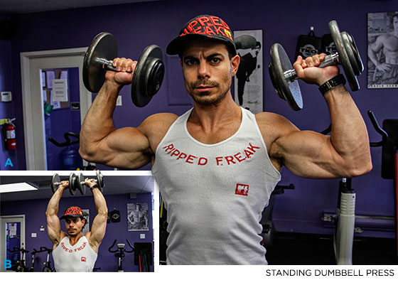 Жим гантелей стоя